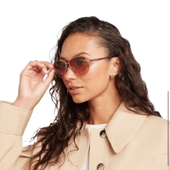 Kate Spade Rose Gold Emmaline Aviator Sunglasses KATE SPADE Emmaline Rose Gold Aviator S | eBay main image 4
